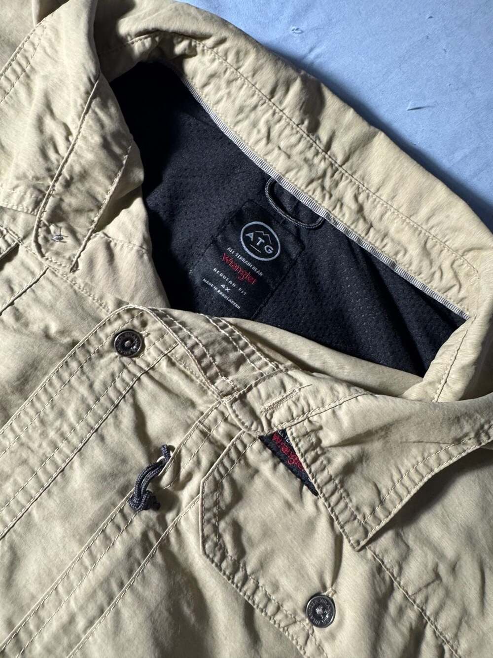 Wrangler Atg Long Sleeve Shirt Size 4X Khaki Button Up